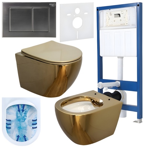 ZESTAW PODTYNKOWY WC STELAŻ HYDROSAN MISKA MIZU-GL-WH-RIM-03 PRZYCISK BUTTON-7-CH CHROM