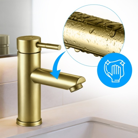 BATERIA UMYWALKOWA ŁAZIENKOWA STOJĄCA NABLATOWA ARLEY ZŁOTA SZCZOTKOWANA