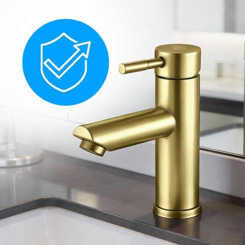 BATERIA UMYWALKOWA ŁAZIENKOWA STOJĄCA NABLATOWA ARLEY ZŁOTA SZCZOTKOWANA