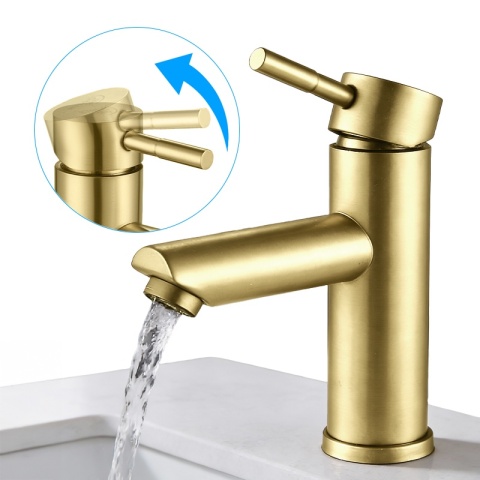 BATERIA UMYWALKOWA ŁAZIENKOWA STOJĄCA NABLATOWA ARLEY ZŁOTA SZCZOTKOWANA