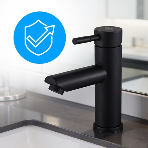 BATERIA UMYWALKOWA ŁAZIENKOWA STOJĄCA NISKA NABLATOWA KRAN ARLEY-BL CZARNA