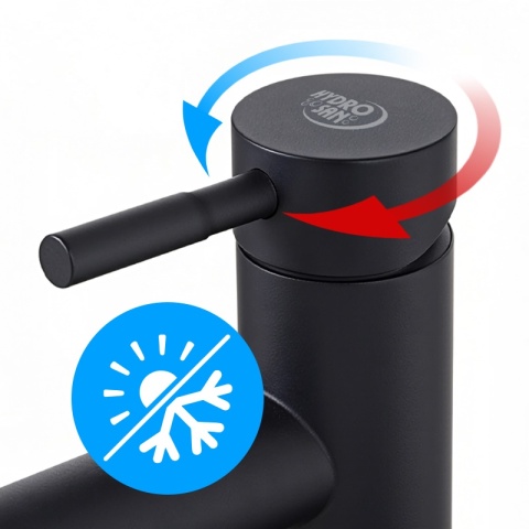 BATERIA UMYWALKOWA ŁAZIENKOWA STOJĄCA NISKA NABLATOWA KRAN ARLEY-BL CZARNA