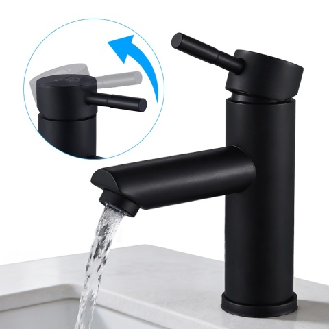 BATERIA UMYWALKOWA ŁAZIENKOWA STOJĄCA NISKA NABLATOWA KRAN ARLEY-BL CZARNA