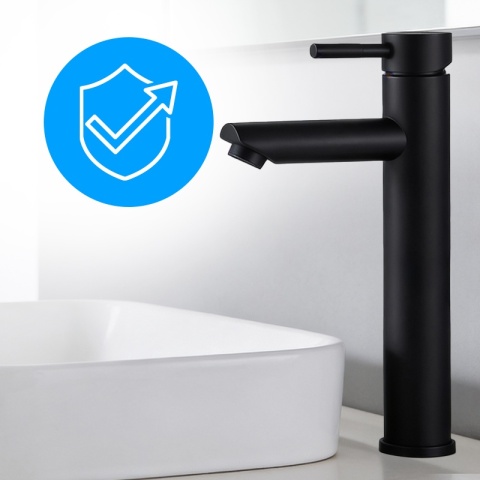 BATERIA UMYWALKOWA ŁAZIENKOWA STOJĄCA WYSOKA NABLATOWA KRAN ARLEY-H-BL CZARNA