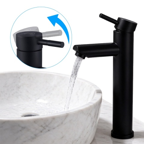 BATERIA UMYWALKOWA ŁAZIENKOWA STOJĄCA WYSOKA NABLATOWA KRAN ARLEY-H-BL CZARNA