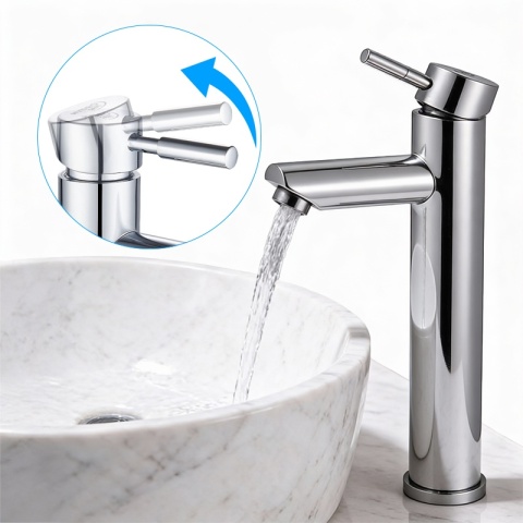 BATERIA UMYWALKOWA ŁAZIENKOWA STOJĄCA WYSOKA NABLATOWA KRAN ARLEY-H-CH CHROM