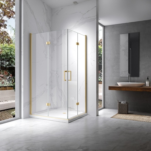 KABINA PRYSZNICOWA PROSTOKĄTNA Z-KZ12B-GL-BR-100X80 ZŁOTA SZCZOTKOWANA 100x80 CM