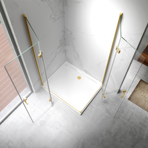 KABINA PRYSZNICOWA PROSTOKĄTNA Z-KZ12B-GL-BR-100X80 ZŁOTA SZCZOTKOWANA 100x80 CM