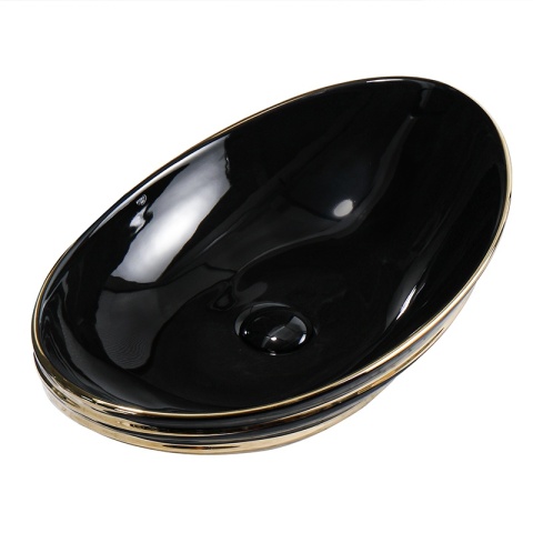 UMYWALKA NABLATOWA CERAMICZNA OWALNA LAVI-BL-LN-625 CZARNY POŁYSK 62x36 CM