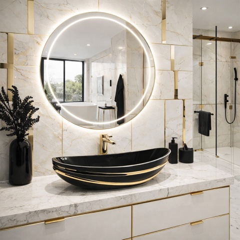 UMYWALKA NABLATOWA CERAMICZNA OWALNA LAVI-BL-LN-625 CZARNY POŁYSK 62x36 CM