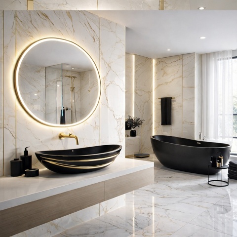 UMYWALKA NABLATOWA CERAMICZNA OWALNA LAVI-BL-LN-625 CZARNY POŁYSK 62x36 CM