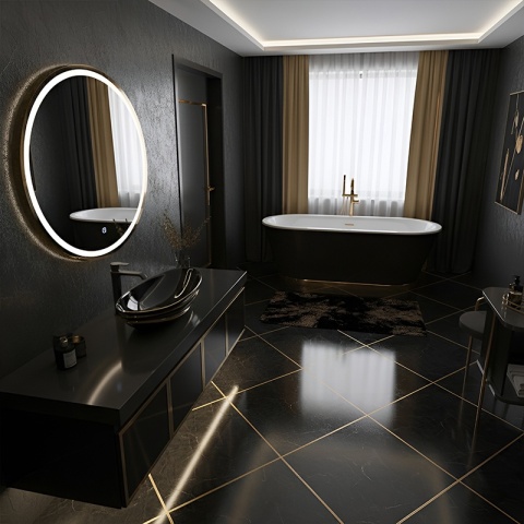 UMYWALKA NABLATOWA CERAMICZNA OWALNA LAVI-BL-LN-625 CZARNY POŁYSK 62x36 CM