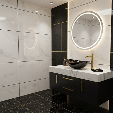 UMYWALKA NABLATOWA SZKLANA OWALNA LAVI-GL-BL-530 ZŁOTY POŁYSK 54x37 CM