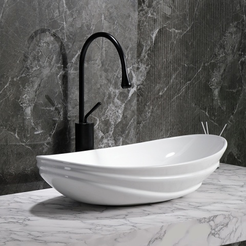 UMYWALKA NABLATOWA CERAMICZNA OWALNA LAVI-WH-LN-625 BIAŁY POŁYSK 62x36 CM