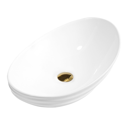 UMYWALKA NABLATOWA CERAMICZNA OWALNA LAVI-WH-LN-625 BIAŁY POŁYSK 62x36 CM