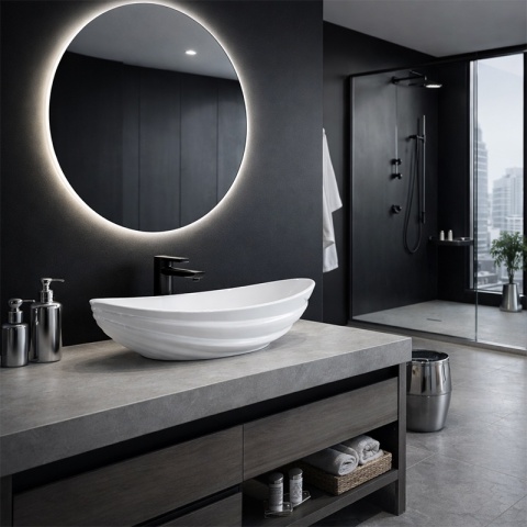 UMYWALKA NABLATOWA CERAMICZNA OWALNA LAVI-WH-LN-625 BIAŁY POŁYSK 62x36 CM