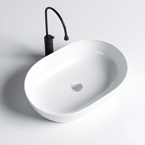 UMYWALKA NABLATOWA CERAMICZNA OWALNA NEO-WH-605 BIAŁY POŁYSK 60x42 CM