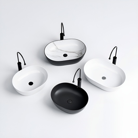 UMYWALKA NABLATOWA CERAMICZNA OWALNA NEO-WH-605 BIAŁY POŁYSK 60x42 CM