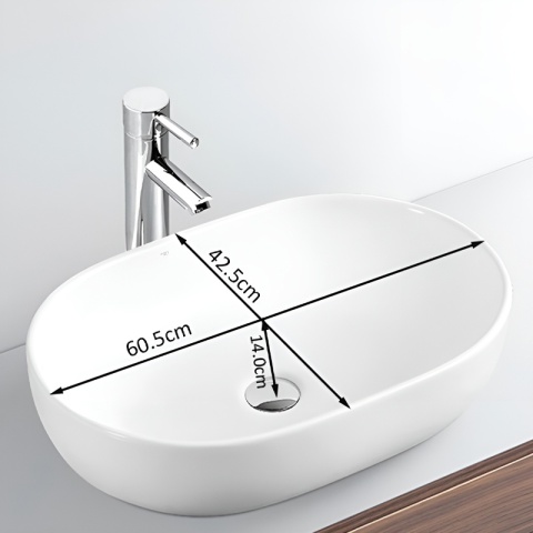 UMYWALKA NABLATOWA CERAMICZNA OWALNA NEO-WH-605 BIAŁY POŁYSK 60x42 CM