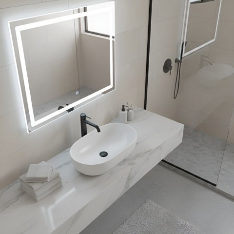 UMYWALKA NABLATOWA CERAMICZNA OWALNA NEO-WH-605 BIAŁY POŁYSK 60x42 CM