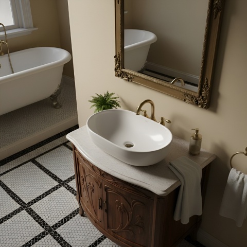 UMYWALKA NABLATOWA CERAMICZNA OWALNA NEO-WH-605 BIAŁY POŁYSK 60x42 CM