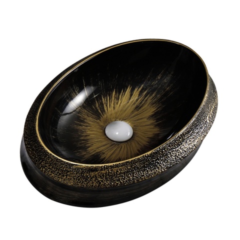 UMYWALKA NABLATOWA CERAMICZNA OWALNA STAR-BL-GL-600 ZŁOTA STRUKTURA 60x40 CM