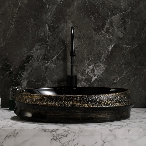 UMYWALKA NABLATOWA CERAMICZNA OWALNA STAR-BL-GL-600 ZŁOTA STRUKTURA 60x40 CM