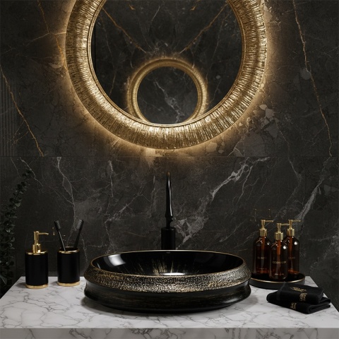 UMYWALKA NABLATOWA CERAMICZNA OWALNA STAR-BL-GL-600 ZŁOTA STRUKTURA 60x40 CM