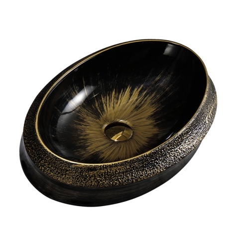 UMYWALKA NABLATOWA CERAMICZNA OWALNA STAR-BL-GL-600 ZŁOTA STRUKTURA 60x40 CM