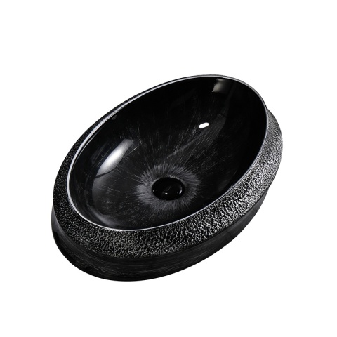 UMYWALKA NABLATOWA CERAMICZNA OWALNA STAR-BL-SV-600 SREBRNA STRUKTURA 60x40 CM