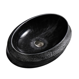 UMYWALKA NABLATOWA CERAMICZNA OWALNA STAR-BL-SV-600 SREBRNA STRUKTURA 60x40 CM