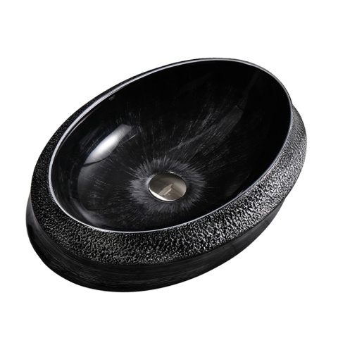 UMYWALKA NABLATOWA CERAMICZNA OWALNA STAR-BL-SV-600 SREBRNA STRUKTURA 60x40 CM