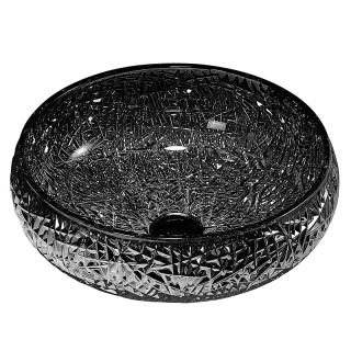 UMYWALKA NABLATOWA SZKLANA OKRĄGŁA FREZOWANA BRILLANT4-BL-410 CZARNY POŁYSK 40x12 CM