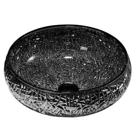 UMYWALKA NABLATOWA SZKLANA OKRĄGŁA FREZOWANA BRILLANT4-BL-410 CZARNY POŁYSK 40x12 CM