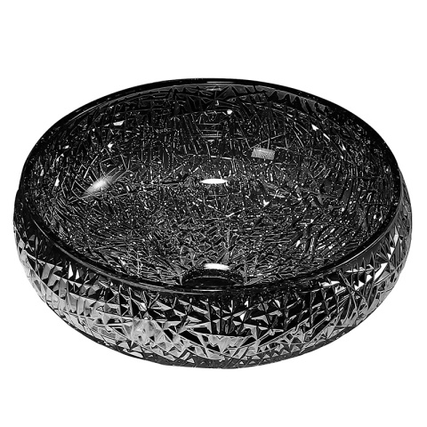 UMYWALKA NABLATOWA SZKLANA OKRĄGŁA FREZOWANA BRILLANT4-BL-410 CZARNY POŁYSK 40x12 CM