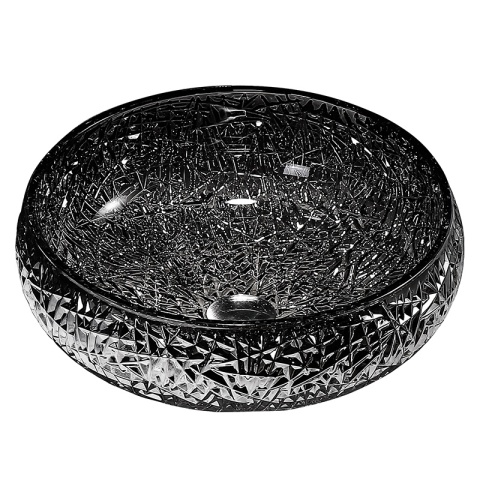 UMYWALKA NABLATOWA SZKLANA OKRĄGŁA FREZOWANA BRILLANT4-BL-410 CZARNY POŁYSK 40x12 CM