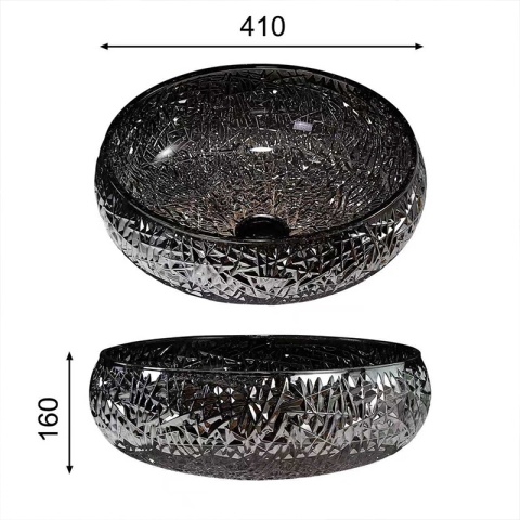 UMYWALKA NABLATOWA SZKLANA OKRĄGŁA FREZOWANA BRILLANT4-BL-410 CZARNY POŁYSK 40x12 CM