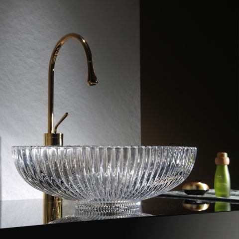 UMYWALKA NABLATOWA SZKLANA OWALNA RYFLOWANA BRILLANT3-TR-510 TRANSPARENTNA 51x35 CM