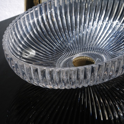 UMYWALKA NABLATOWA SZKLANA OWALNA RYFLOWANA BRILLANT3-TR-510 TRANSPARENTNA 51x35 CM