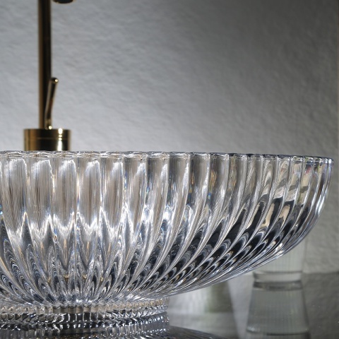 UMYWALKA NABLATOWA SZKLANA OWALNA RYFLOWANA BRILLANT3-TR-510 TRANSPARENTNA 51x35 CM