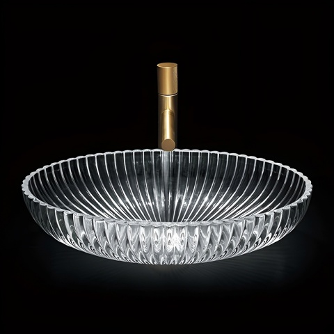 UMYWALKA NABLATOWA SZKLANA OWALNA RYFLOWANA BRILLANT3-TR-510 TRANSPARENTNA 51x35 CM