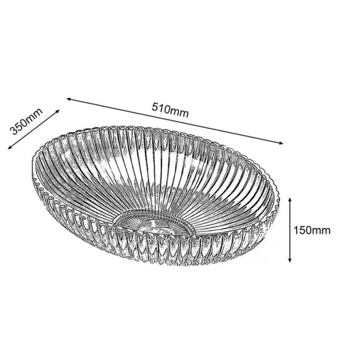 UMYWALKA NABLATOWA SZKLANA OWALNA RYFLOWANA BRILLANT3-WH-510 BIAŁY MAT 51x35 CM