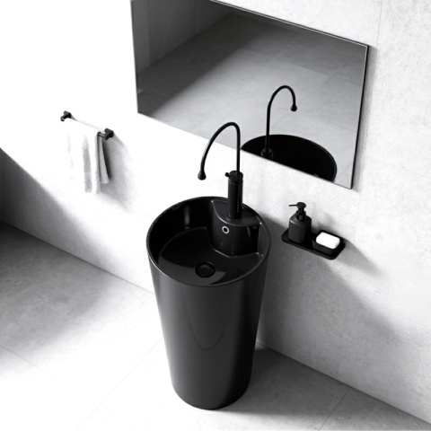 UMYWALKA WOLNOSTOJĄCA CERAMICZNA OKRĄGŁA LINO-BL-400 CZARNY POŁYSK 40x40 CM