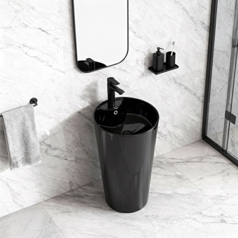 UMYWALKA WOLNOSTOJĄCA CERAMICZNA OKRĄGŁA LINO-BL-400 CZARNY POŁYSK 40x40 CM