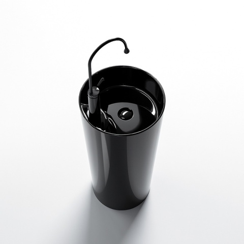 UMYWALKA WOLNOSTOJĄCA CERAMICZNA OKRĄGŁA LINO-BL-400 CZARNY POŁYSK 40x40 CM