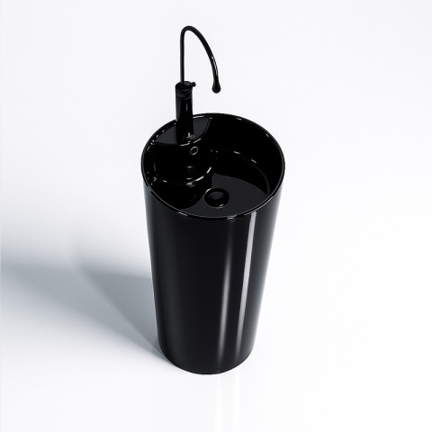 UMYWALKA WOLNOSTOJĄCA CERAMICZNA OKRĄGŁA LINO-BL-400 CZARNY POŁYSK 40x40 CM