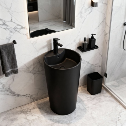 UMYWALKA WOLNOSTOJĄCA CERAMICZNA OKRĄGŁA LINO-MTB-400 CZARNY MAT 40x40 CM