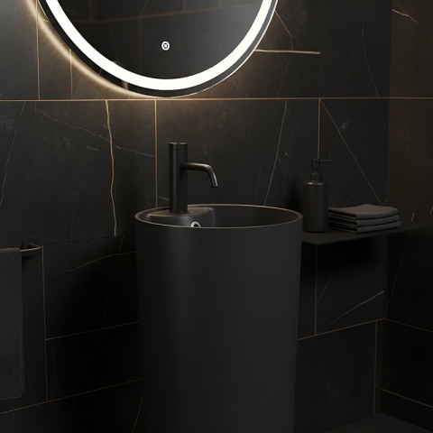 UMYWALKA WOLNOSTOJĄCA CERAMICZNA OKRĄGŁA LINO-MTB-400 CZARNY MAT 40x40 CM