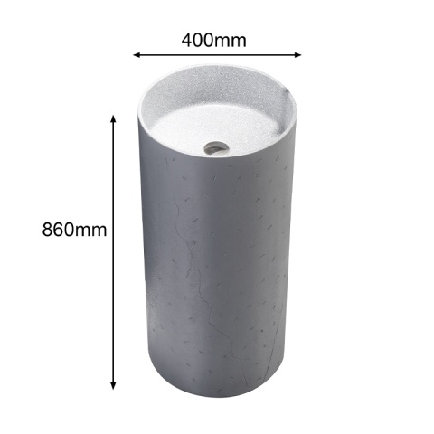 UMYWALKA WOLNOSTOJĄCA KONGLOMERAT OKRĄGŁA WZÓR BETONU 40x85CM SZARA STOJĄCA