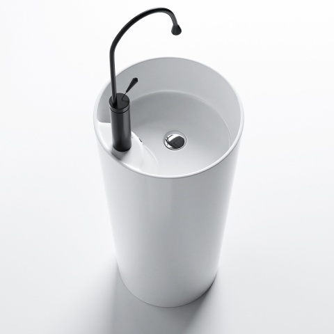 UMYWALKA WOLNOSTOJĄCA CERAMICZNA OWALNA LINO-WH-400 BIAŁY POŁYSK 40x85 CM